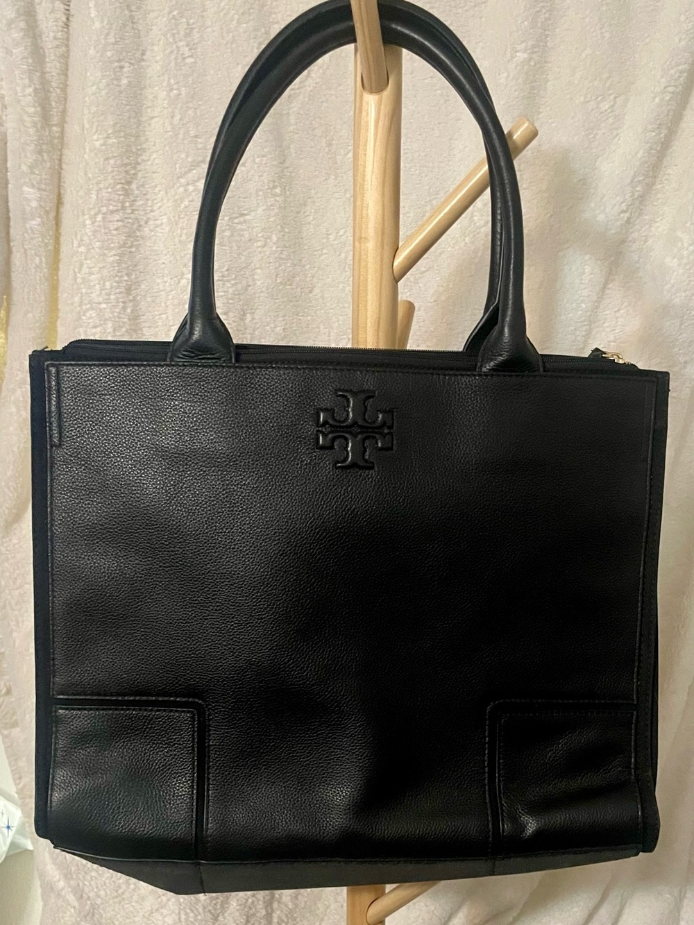 Tory Burch Classic Black Leather Tote Bag